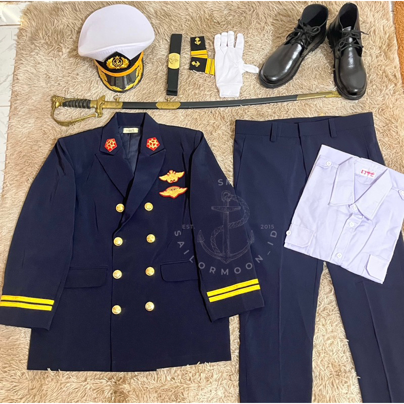 SEPAKET JAS PELAYARAN NAVY BLUE WEDDING SAILOR SERAGAM NIKAH PELAUT JAS PELAYARAN JAS WISUDA PELAUT 