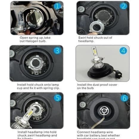 Sepasang Lampu Utama Headlamp Mobil Led H11 Putih Terang Fokus 6000K