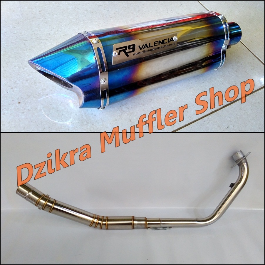 Knalpot R9 valencia half blue for CB150R CBR150R Sonic MX King Nmax R15 Scorpio Vixion GSX Satria FU