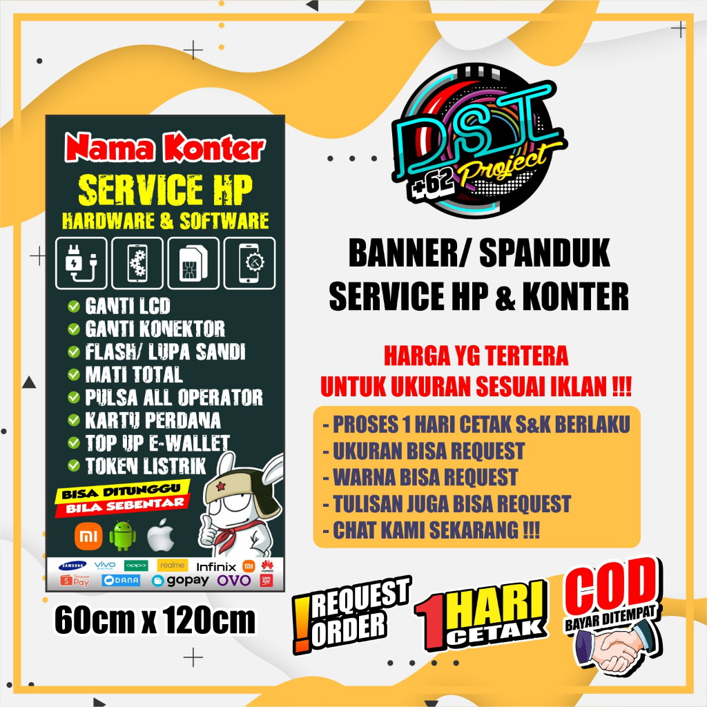 BANNER / SPANDUK SERVICE HP & KONTER 60CM X 120CM