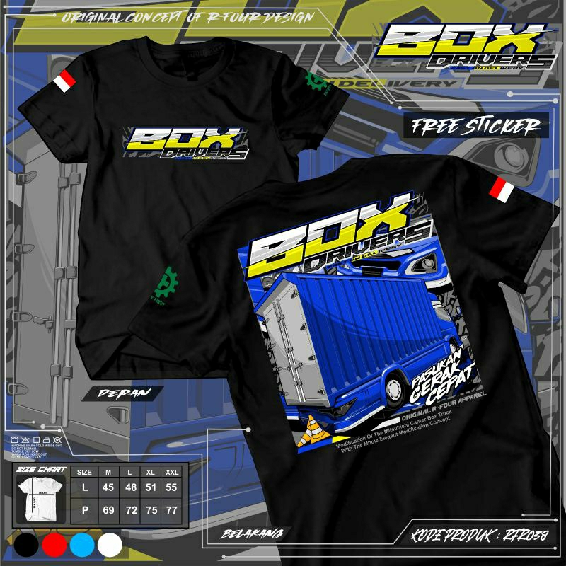 KAOS TRUK BOX RFR038 KAOS TRUK OLENG KAOS TRUK DEWASA KAOS TRUK DFIVER MUDA
