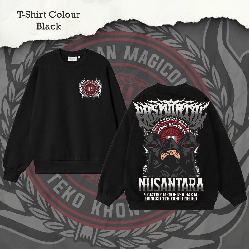 Sweater Crewneck Pasmortal Nusantara Sejatine Menungso Bakal Bongko Yen Tanpo Nedho