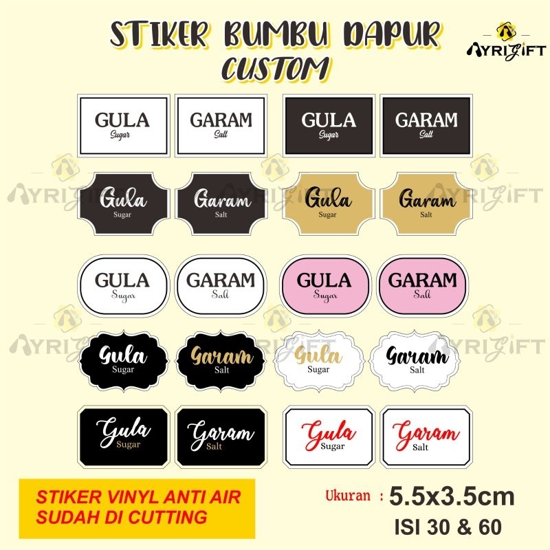

CUSTOM Stiker Bumbu Dapur by Ayrigift Waterproof Aestetik (5,5x3,5cm)