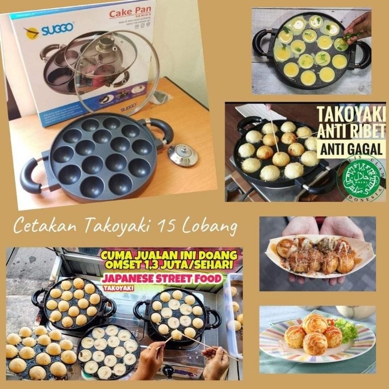 TEFLON TAKOYAKI CETAKAN TAKOYAKI 15 19 LUBANG CETAKAN TELUR CILOR