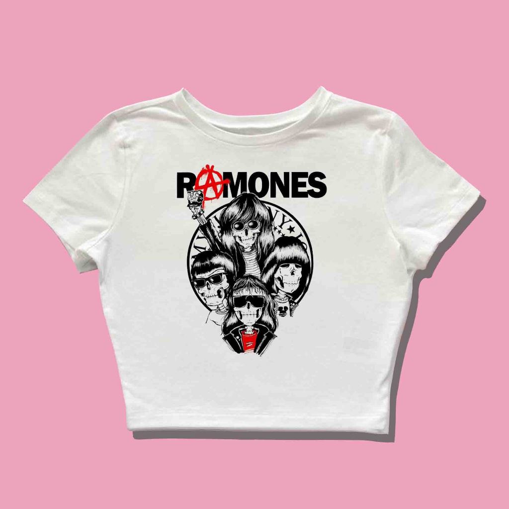 Baby Tee Ramones Band Y2k Style Crop Tee