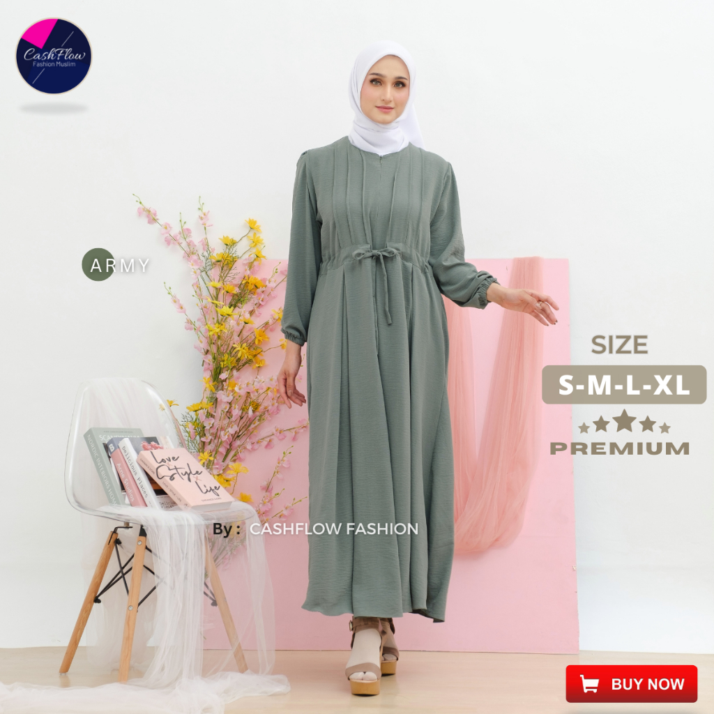 Baju Gamis Terbaru Syari Lebaran Remaja Wanita Murah Model Polos Simple Pesta Premium Melia