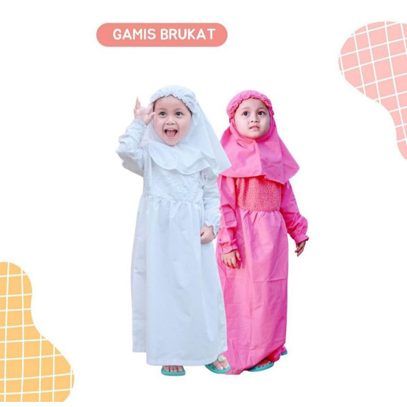 Premium Baju Gamis Muslim Brukat Anak Perempuan 1-6 Tahun Import