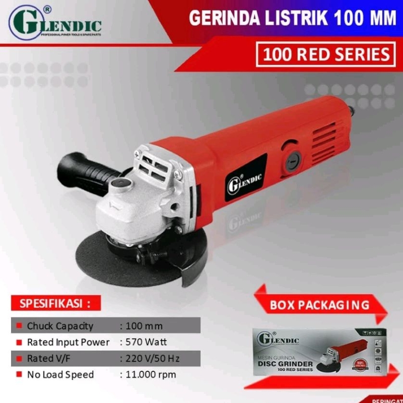 Mesin Gerinda GLENDIC 100 Red Series Disc Grinder 4 inch