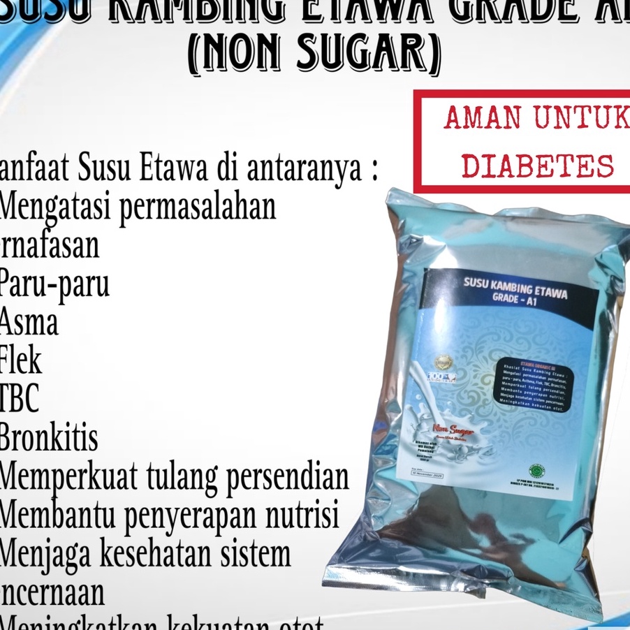 

MEGA SALE SUSU KAMBING ETAWA GRADE A NON SUGAR 1KG AMAN UNTUK DIABETES