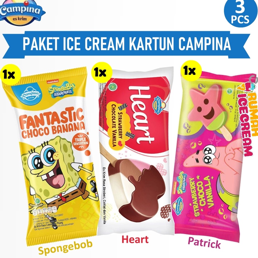 

Terlaris Ice Cream Kartun Campina 3pcs