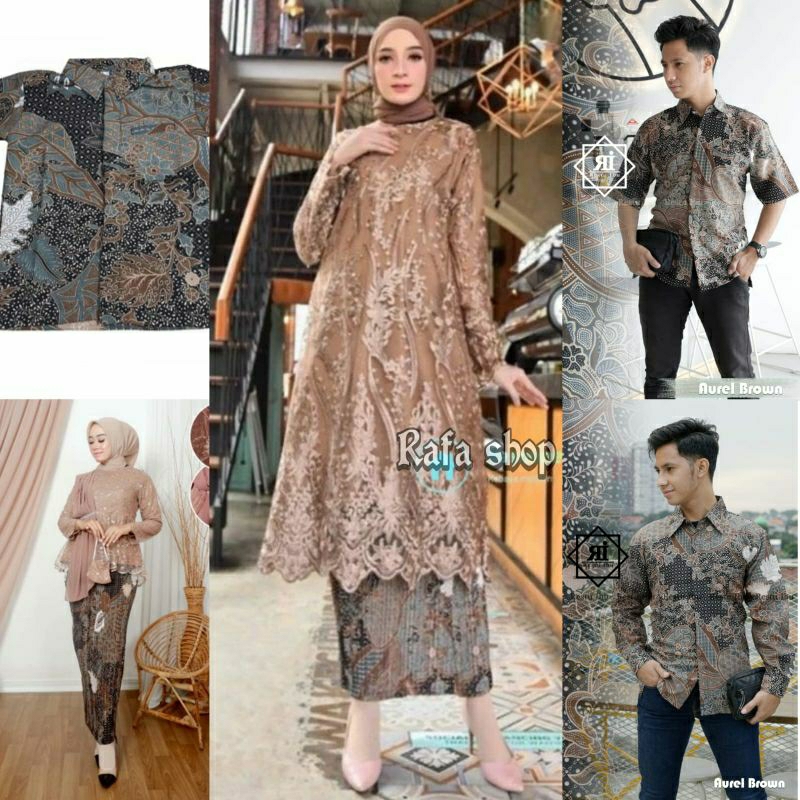 Couple KebayaTunik Moca/ Couple  Baju Batik Seragam/ Set Kebaya Couple