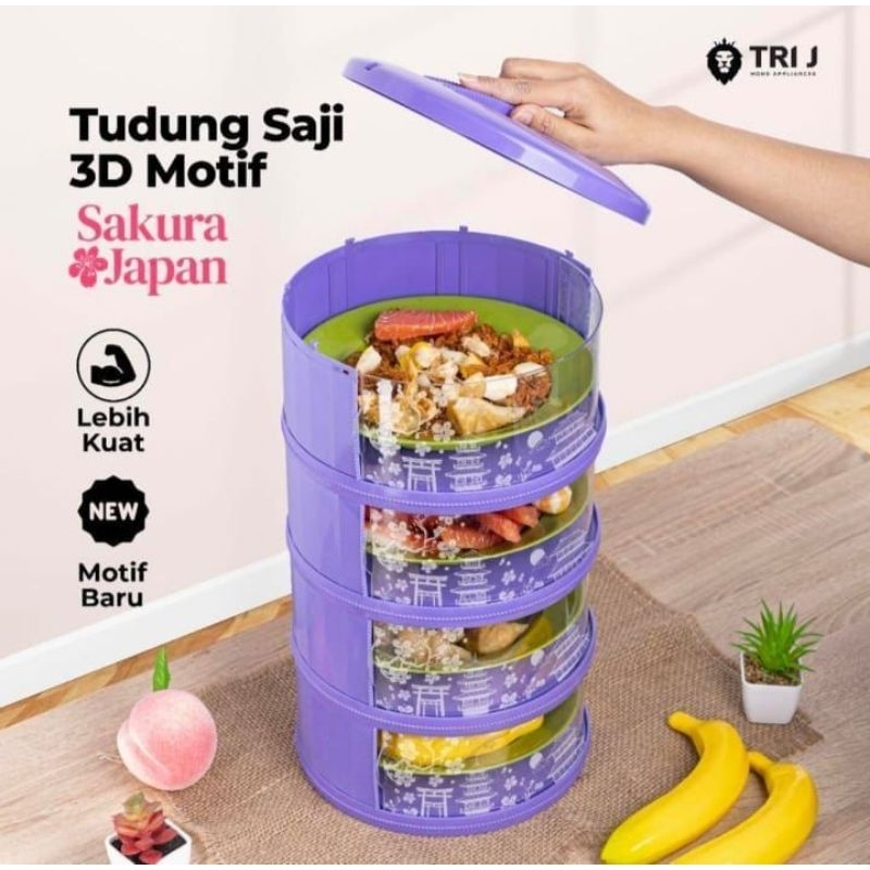 Qori Store - Tudung Saji Tri J Moyif 3D 4 Susun / Wadah Penyimpanan Makanan Anti Semut