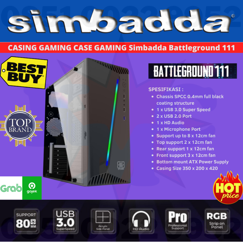 CASING GAMING CASE GAMING Simbadda Battleground 111 Plus PSU 380 Watt