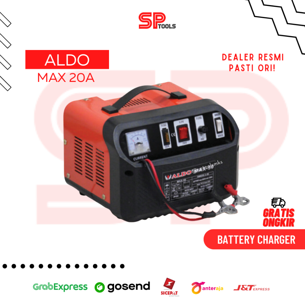 BATTERY BATERAI AKI / CHARGER CAS AKI 20 AMPERE 20A ALDO MAX-20 MAX20