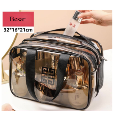 Tas Kosmetik Transparan Tahan Air Kapasitas Besar Portabel PVC