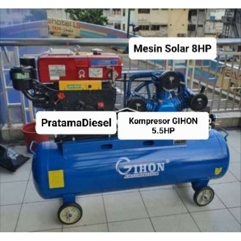 Kompresor GIHON 5.5HP+Mesin Dinamo 5.5HP Listrik Siap pakai
