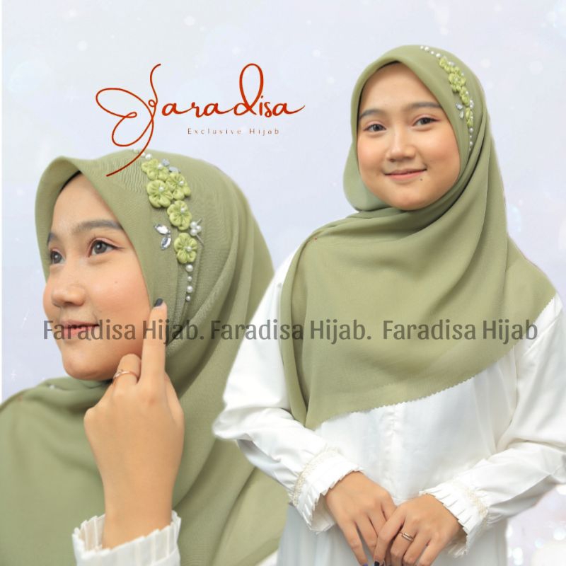 JILBAB SEGI EMPAT BELLA PAYET MOTIF BUNGA LASERCUT