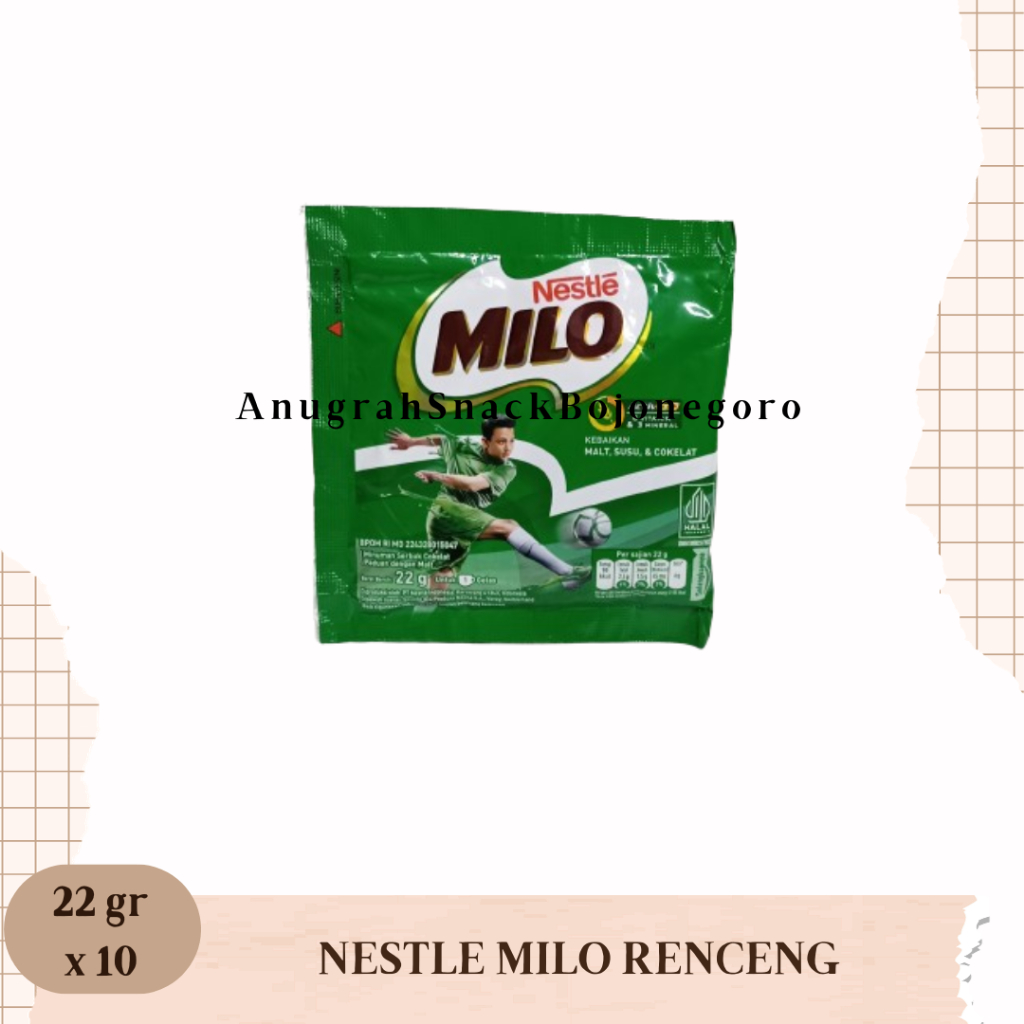 

Nestle Milo Minuman Serbuk Cokelat Paduan dengan Malt Renceng 22gr x 10