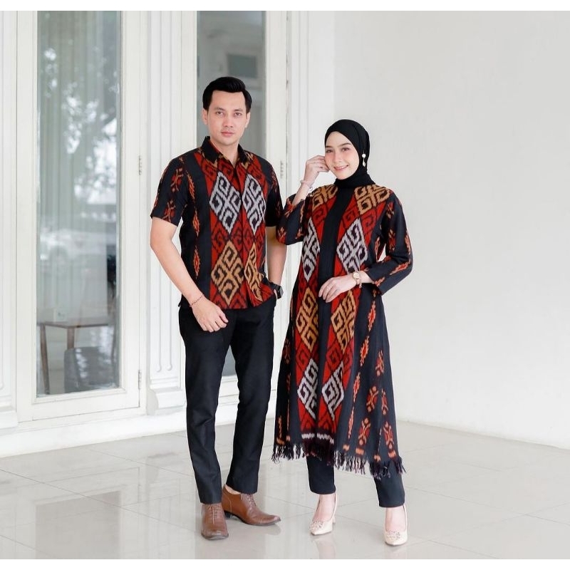 BAJU SET COUPLE TENUN KEMEJA DRESS ANISA