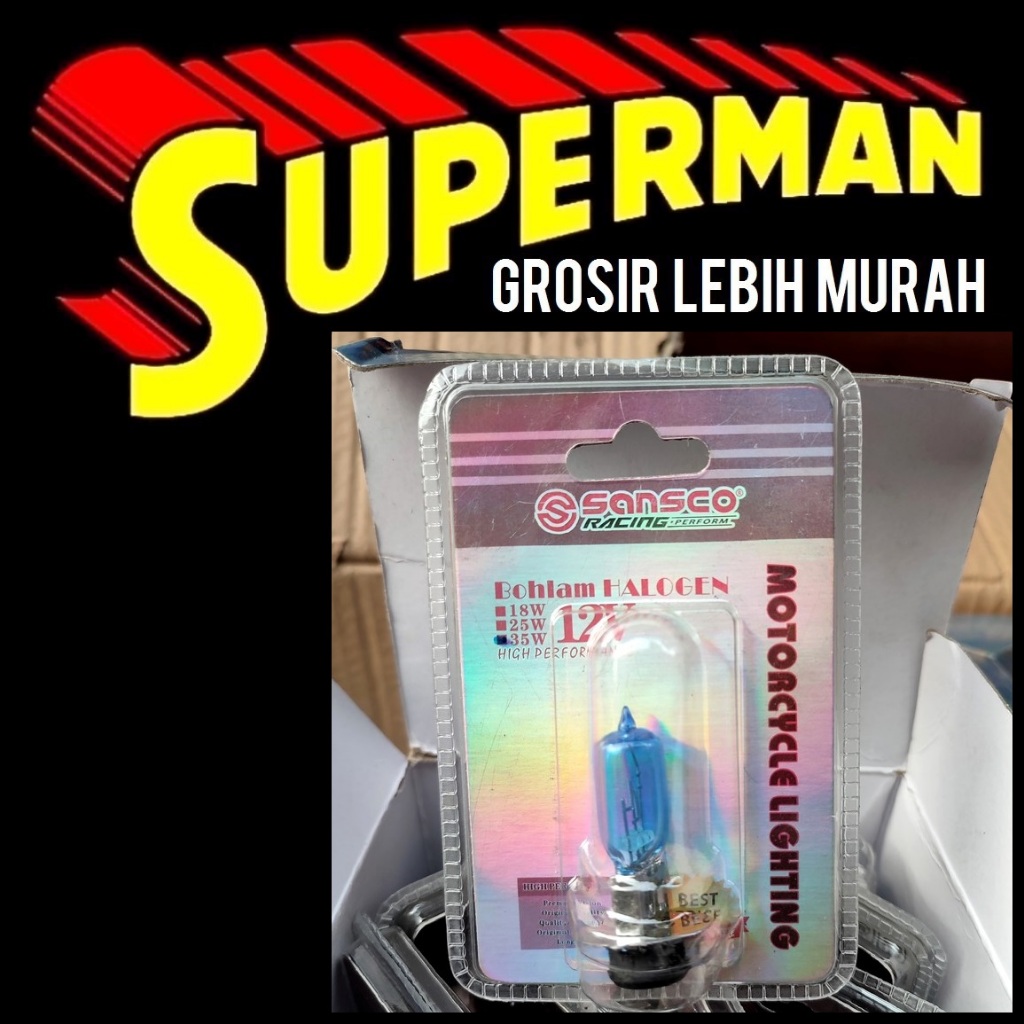 (GDF) BOLAM HALOGEN SANSCO RACING GENUINE ASLI ORI HID 35W 12v 35 watt 12 volt lampu kaca universal 