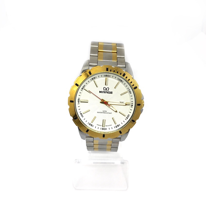 JAM TANGAN MIRAGE  A55(8549BRP-M)SIZE BESAR JAM TANGAN PRIA RANTAI KOMBINASI ADA TANGGAL DISAMPING