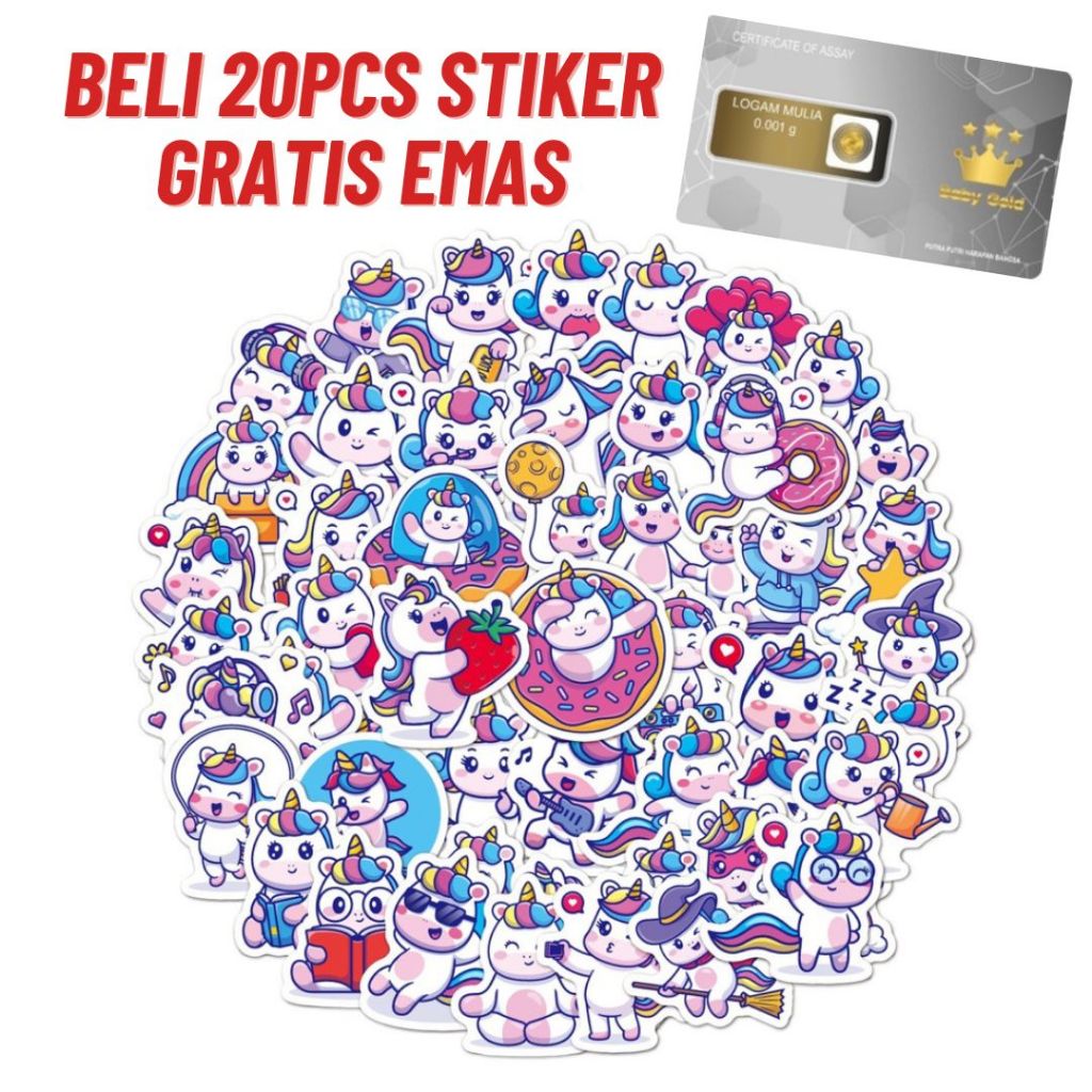 

50 PCS Stiker Graffiti Kartun Unicorn Anti Air Untuk Dekorasi Koper / Notebook