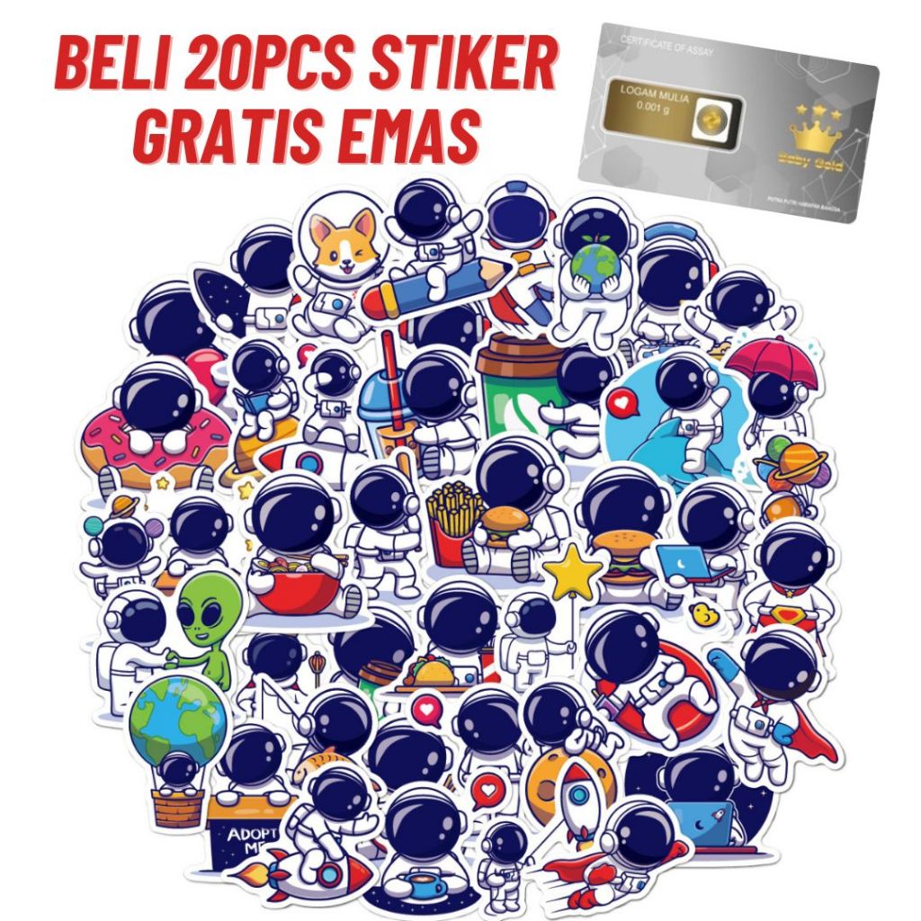 

50 PCS - Stiker Astronaut Waterproof / Stiker Laptop / Stiker Koper