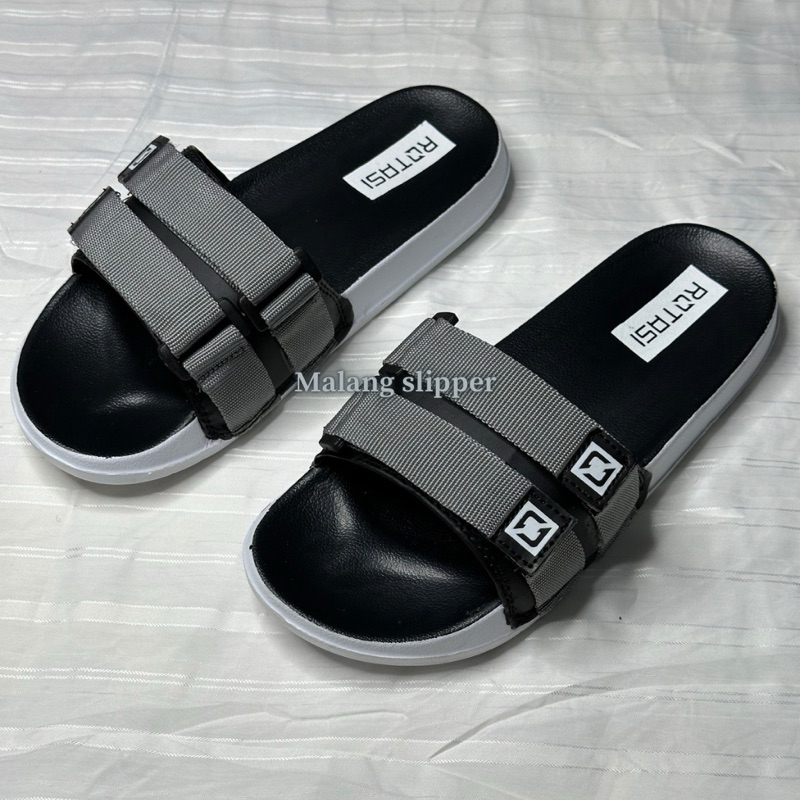 Sandal slop pria Velcro Perekat Sendal slide pria sendal slip on hitam sendal pria casual sandal pri