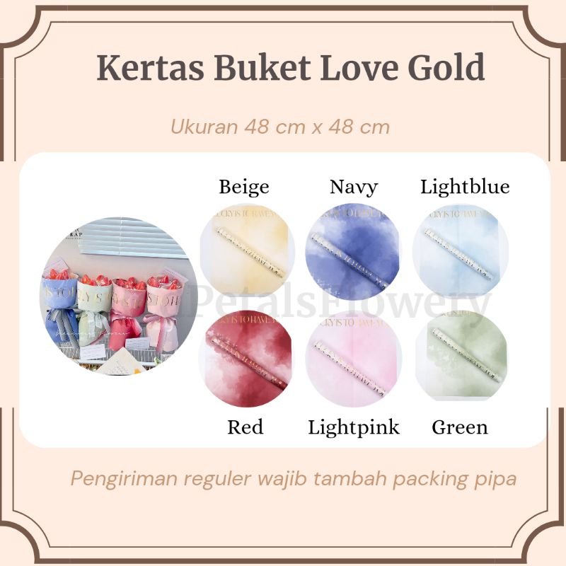 

[1 Lembar] Kertas Buket Cellophane Love Gold