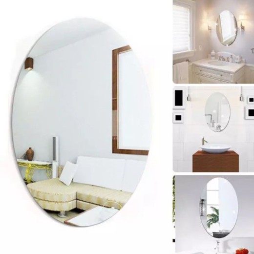 Cermin Stiker Dinding Oval Lojong Kaca Akrilik Wall Mirror Sticker