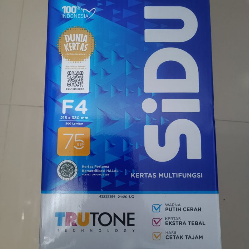 

Sidu Kertas Fotocopy HVS F4 (75 Gsm) 1 Rim