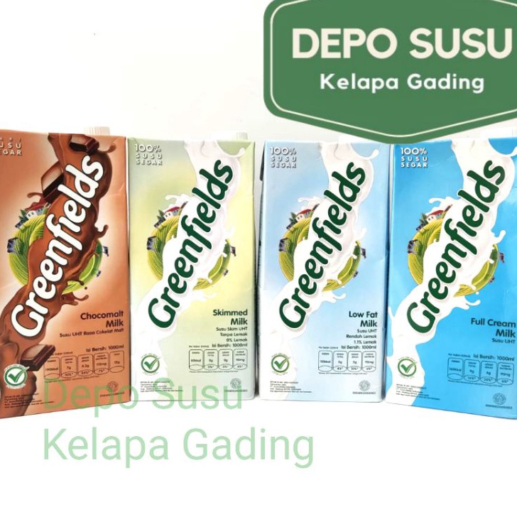 

Ready Stok Susu Greenfields UHT 1 liter All Varian Greenfield Coklat Full Cream Low Fat Skim