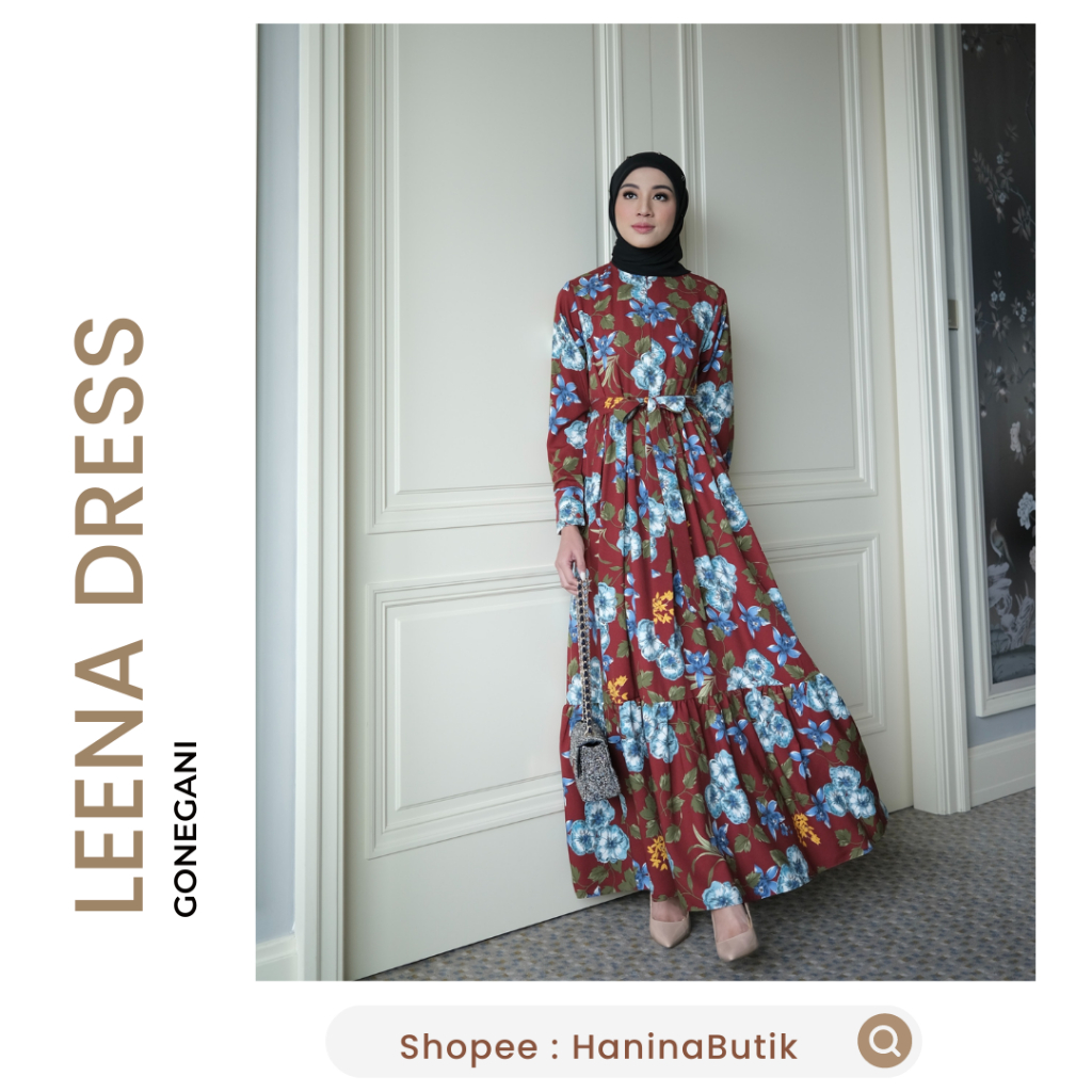 (𝗦𝗜𝗔𝗣 𝗞𝗜𝗥𝗜𝗠) LEENA DRESS MAROON SIZE XS M by GONEGANI | DRESS MOTIF WANITA