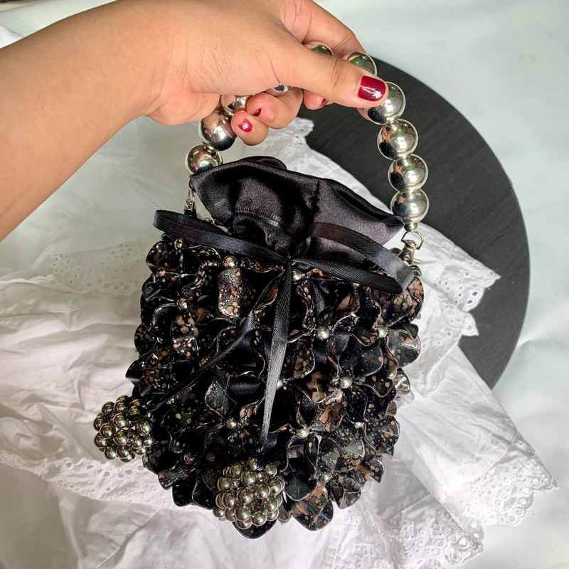 NEW PRODUCT BEADED BAG BUCKET WARNA SILVER BERBAGAI UKURAN