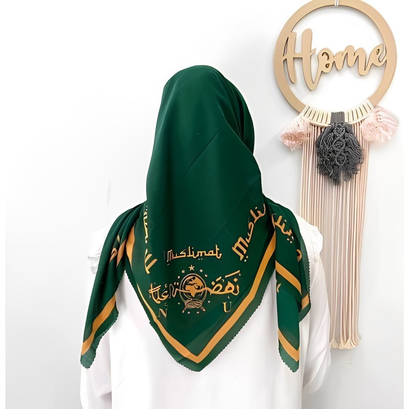 Hijab Segi Empat Motif MUSLIMAT NU Voal Printing Premium/Kerudung Segi 4 Laser Cut 110*110 Cm
