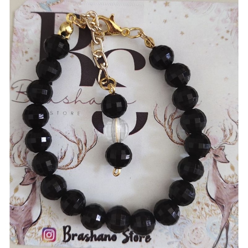 gelang manik mutiara hitam rantai