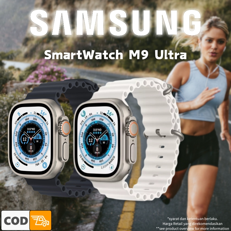 SAMSUNG Smartwatch M9 ULTRA 100% Original SmartWatch M9 Ultra Sport Watch For Pria Wanita Jam Pintar 2.08 HD Screen Wireless Charge Bluetooth Call Fitness Tracker With GPS Multiple sports modes And Blood Oxygen Monitoring Watch