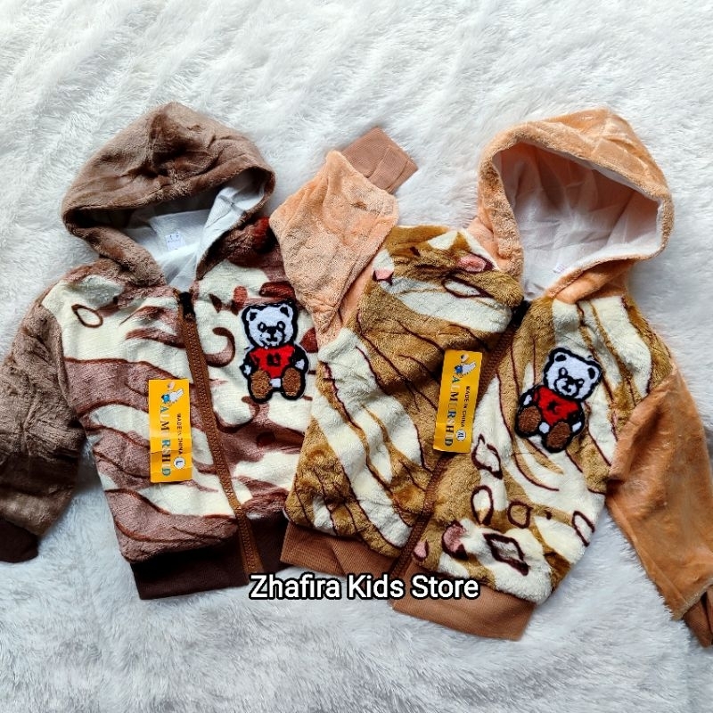 [0-5Th] Jaket bulu hoodie import anak unisex laki laki perempuan premium 0-5 tahun / jaket bulu hood