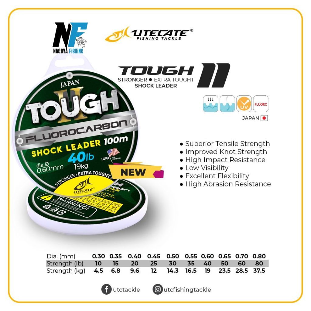 Shock Leader Tough UTECATE FLUOROCARBON Panjang100M MURAH MATERIAL FROM JAPAN