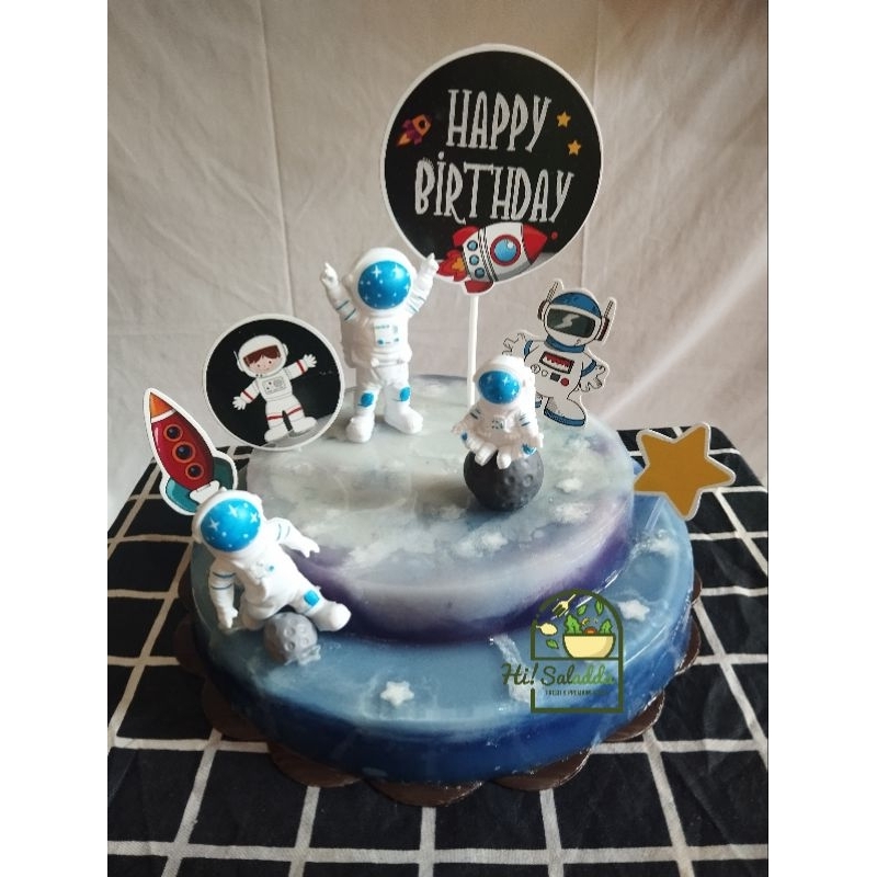 

puding birthday tema astronot Tayo upin ipin unicorn buttlerfly,excavator