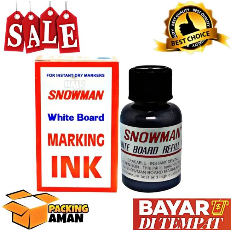 

(BISA COD) PROMO 1 Pcs Refill / Isi Ulang Tinta Spidol Papan Tulis Whiteboard Snowman WBI Hitam