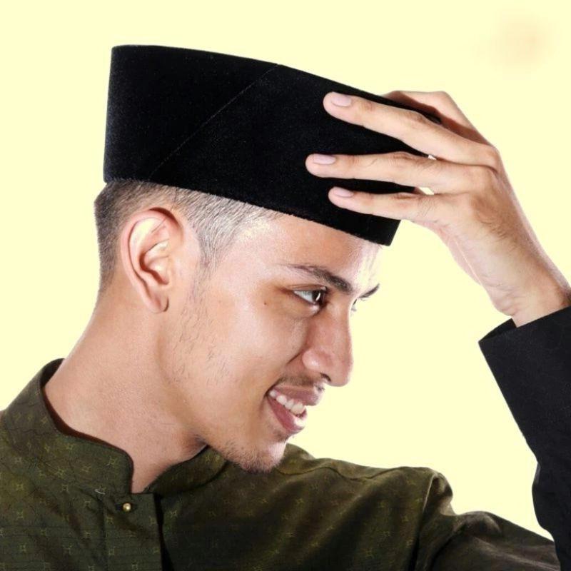 Songkok hitam peci hitam kopiah hitam tinggi 7cm/8cm/9cm/10cm,kopiah Hitam ac bahan berkualitas dan 