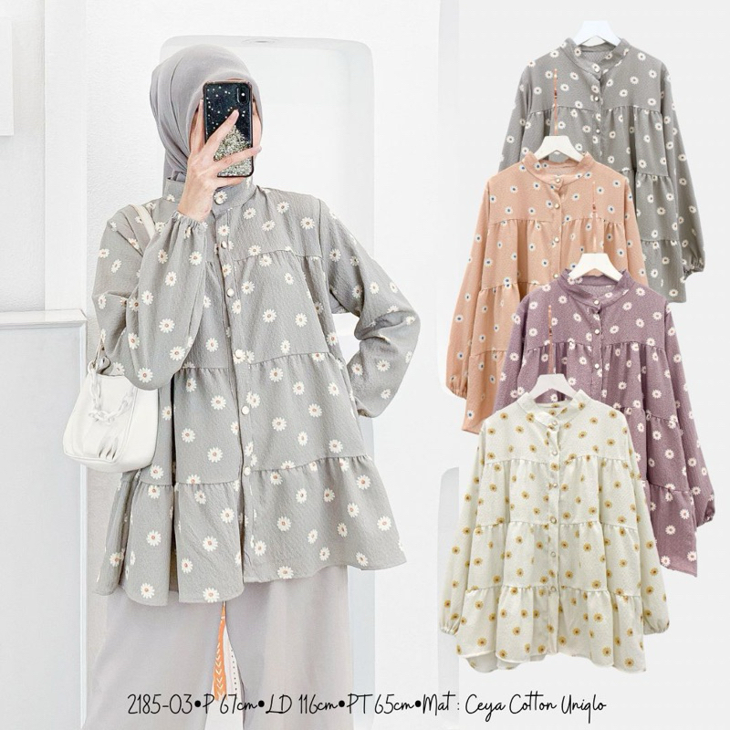 blouse bunga crinkle rumple