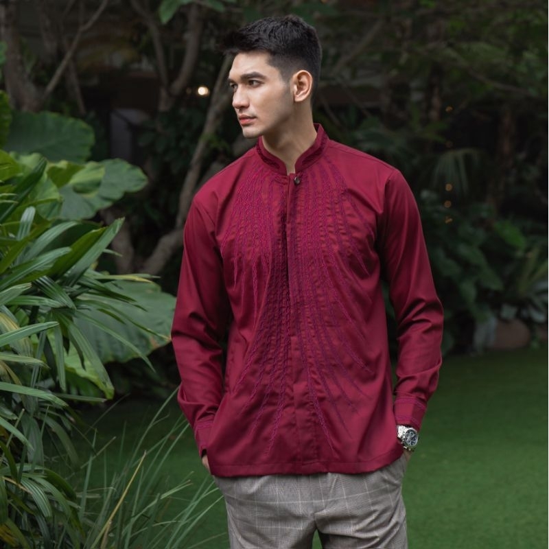 Kemeja Bordir Pria NUC.ID Azam 06 (Maroon)