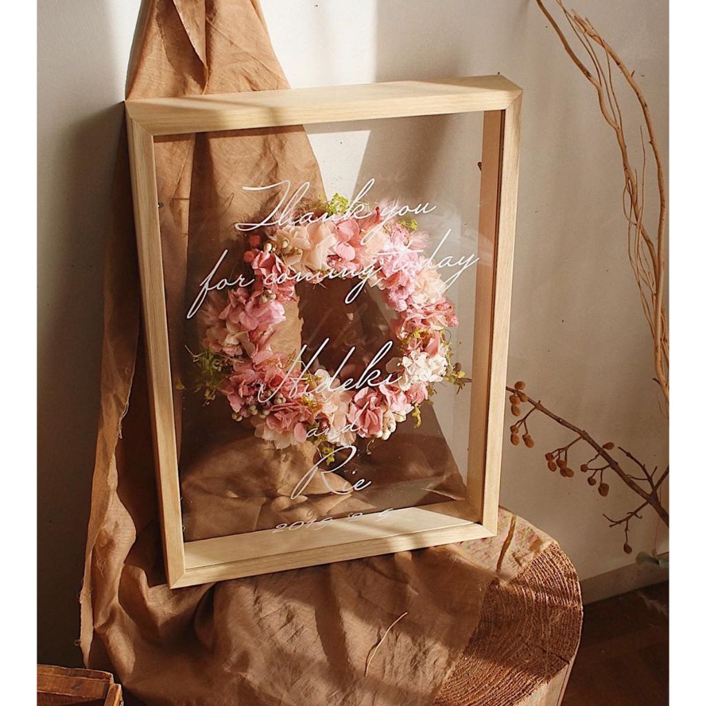 Frame foto ll Pigura ll Bingkai Kayu ll Kotak Mahar 3D Space 3 CM Double Akrilik