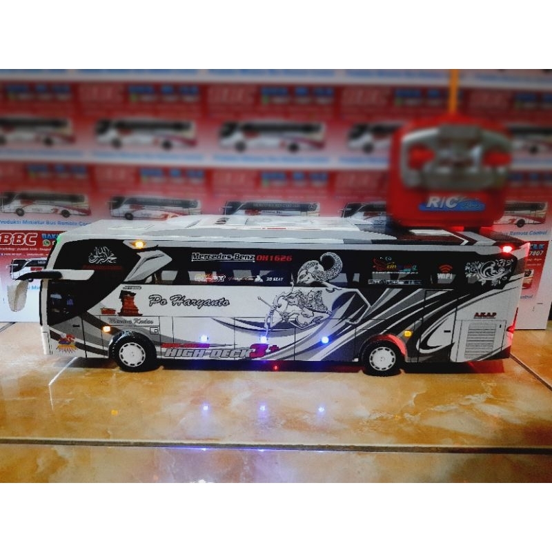 Miniatur Bus RC po haryanto PARADISE remote control DETIL RAPIH FULL TELOLET FULL STROBO FULL LED