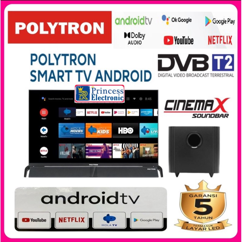 POLYTRON Smart Android Cinemax Soundbar TV 32 inch