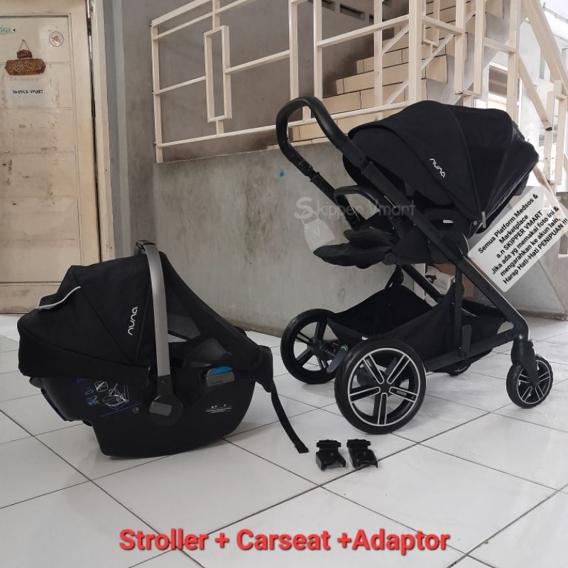 Stroller Stroler NUNA MIXX 2 CAVIAR LENGKAP CARSEAT Preloved Second Bekas Used