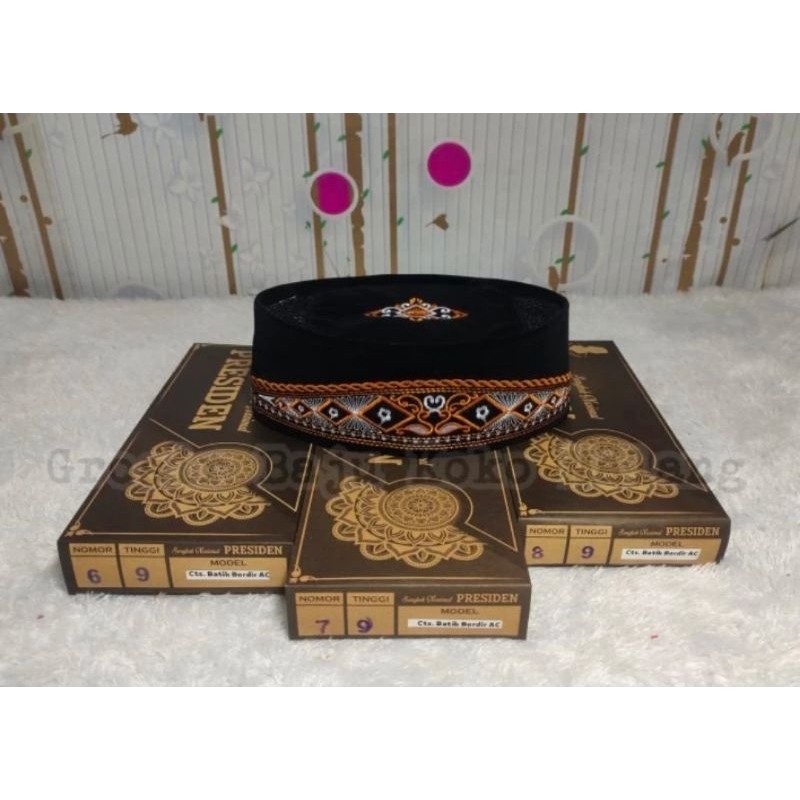 A3 songkok hitam presiden bordir batik
