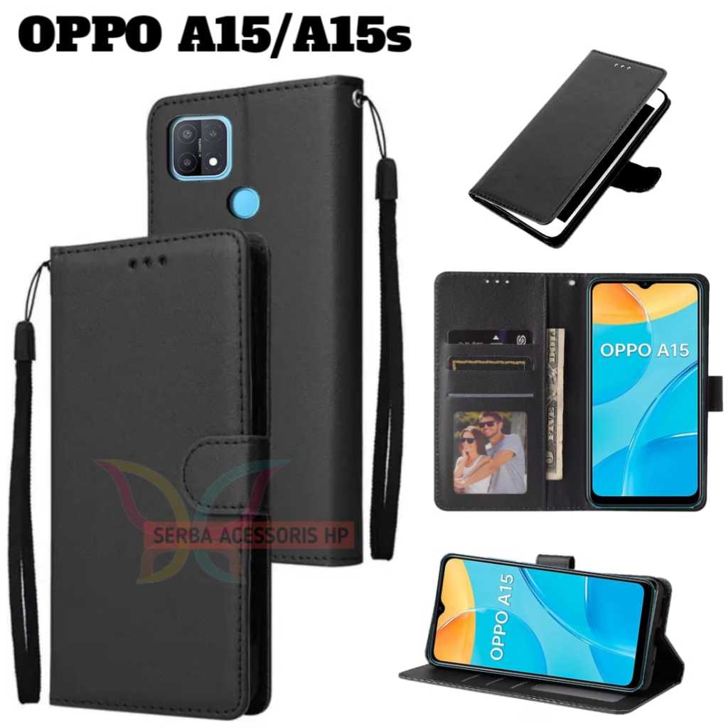 Case dompet OPPO A15/A15s flip dompet Kulit mewah sampul slot kartu